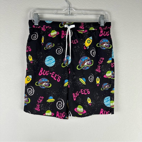 Buc-ee’s Boy’s Black Neon Outer Space Drawstring Swim Trucks Size Youth Large - Picture 1 of 4